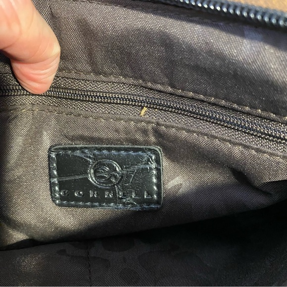 CORNELL Black Croc Embossed Shoulder Bag Purse Handbag Faux Leather - Picture 13 of 14